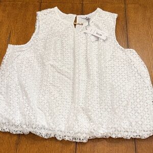 Liz Claiborne White Textured Sleeveless Blouse